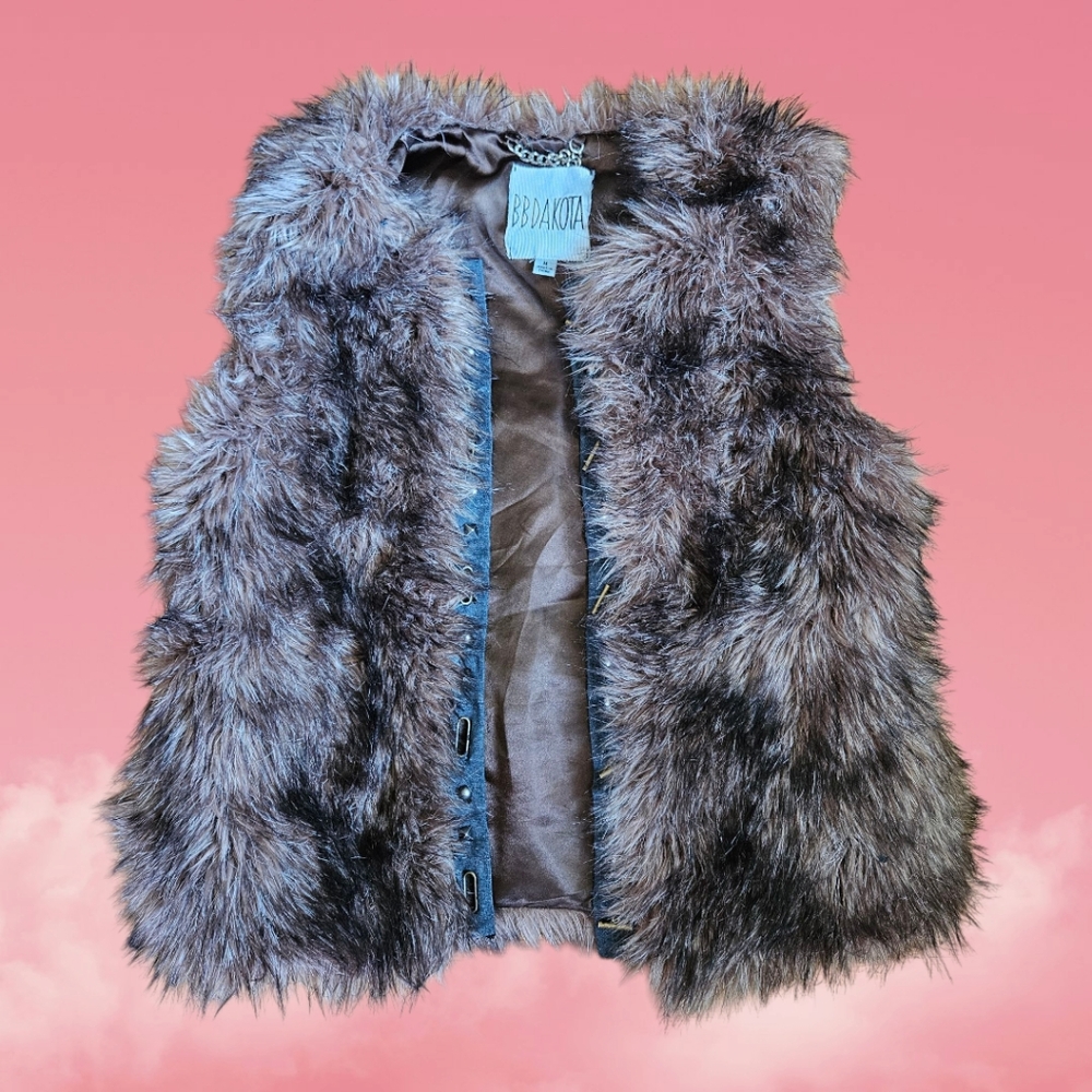 BB Dakota Faux Fur Vest - Brown